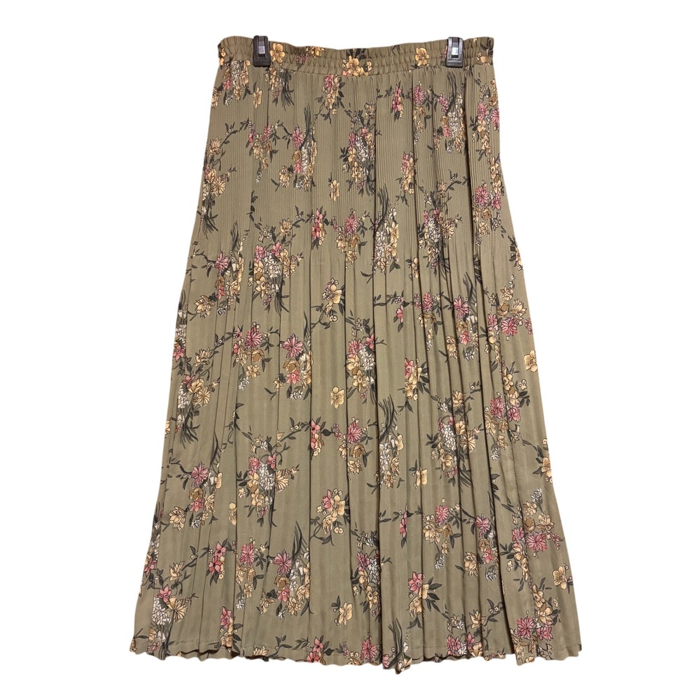 Vtg Maxi Skirt Floral Sag Harbor Pleated Large Garden Party Cottage Granny